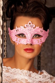 Карнавальная маска со стразами и глиттером (розовый)